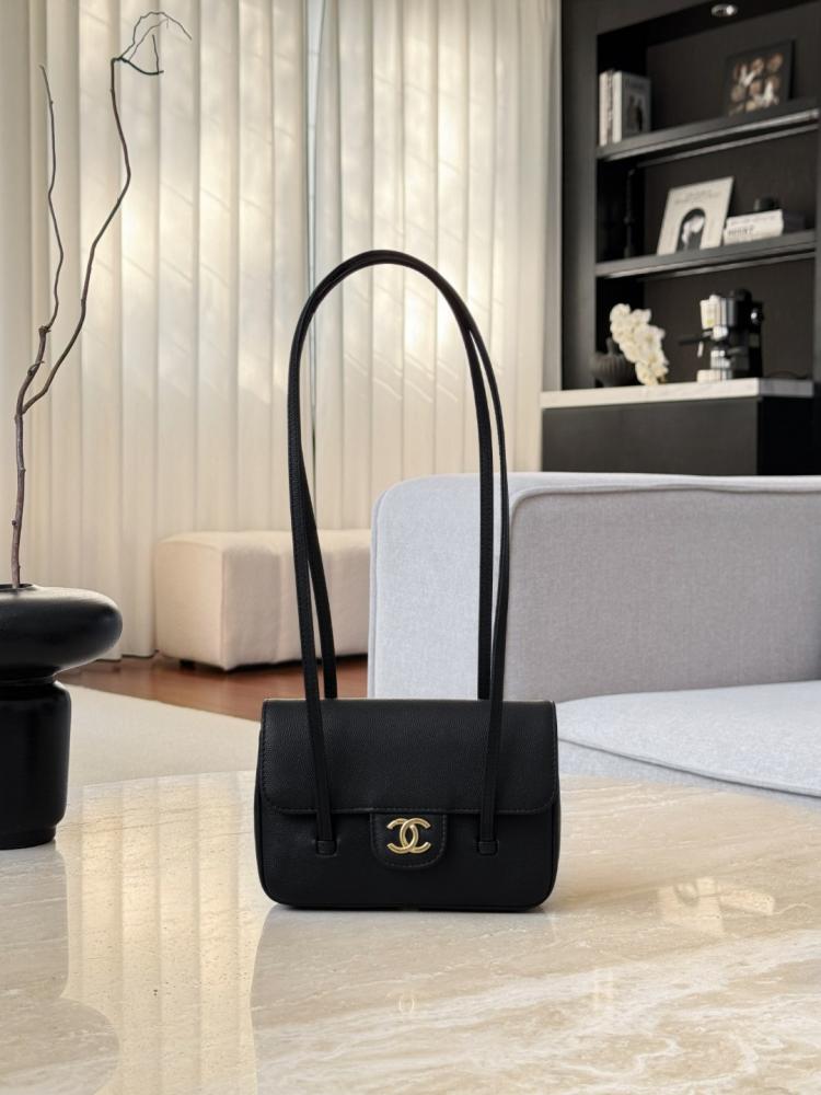 Chanel 26P Mini Shoulder Bag – Black Glossy Grained Calfskin