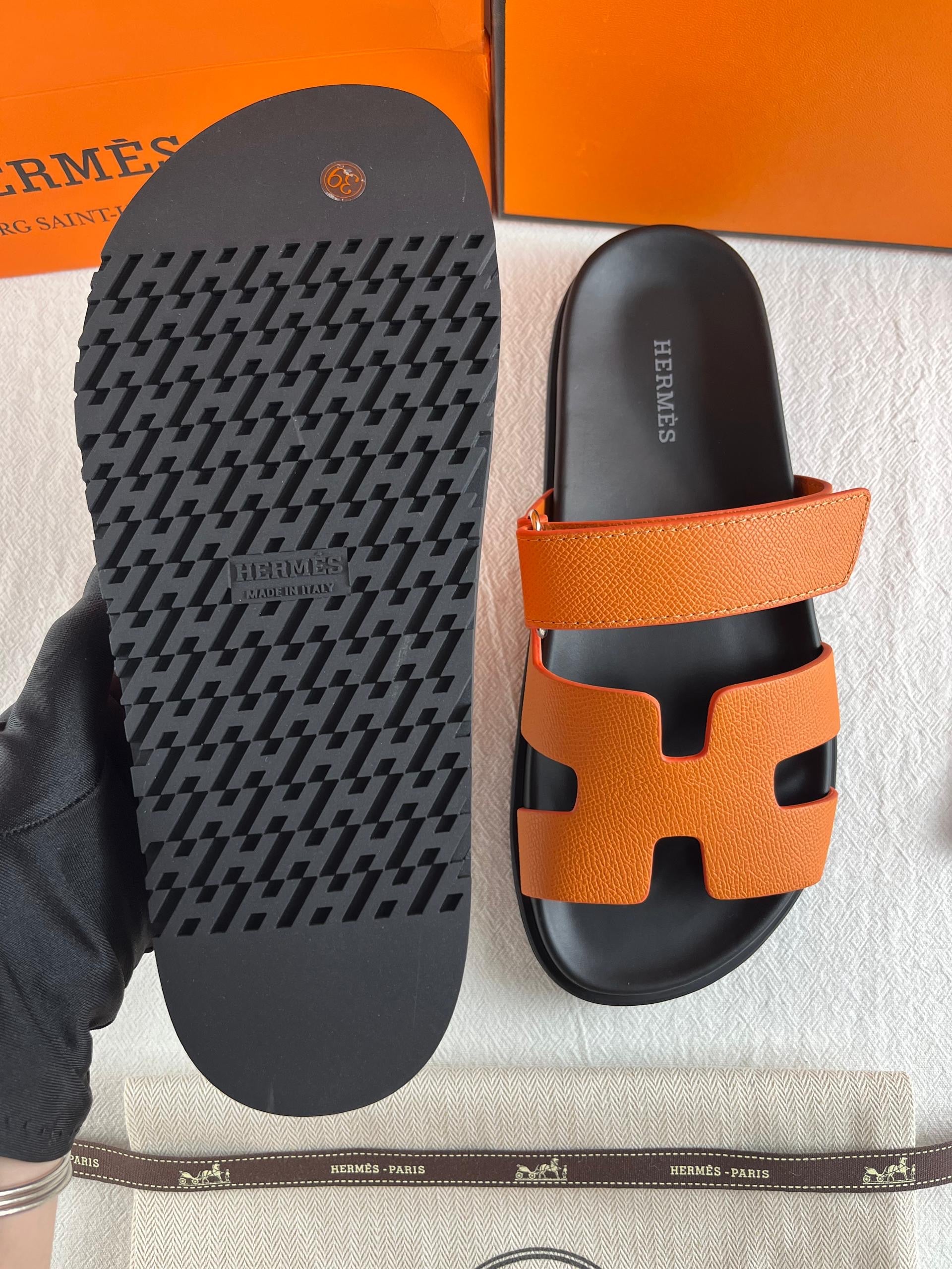Hermès Chypre Sandals - Orange Epsom Leather