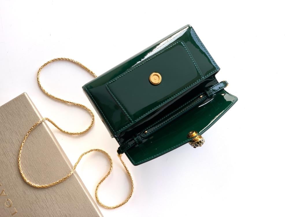Bvlgari Serpenti Forever Glossy Leather Mini Bag – Emerald Green