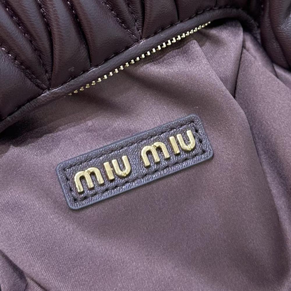 Miu Miu Wander Matelassé Burgundy Napa Leather Hobo Mini Women's Handbag