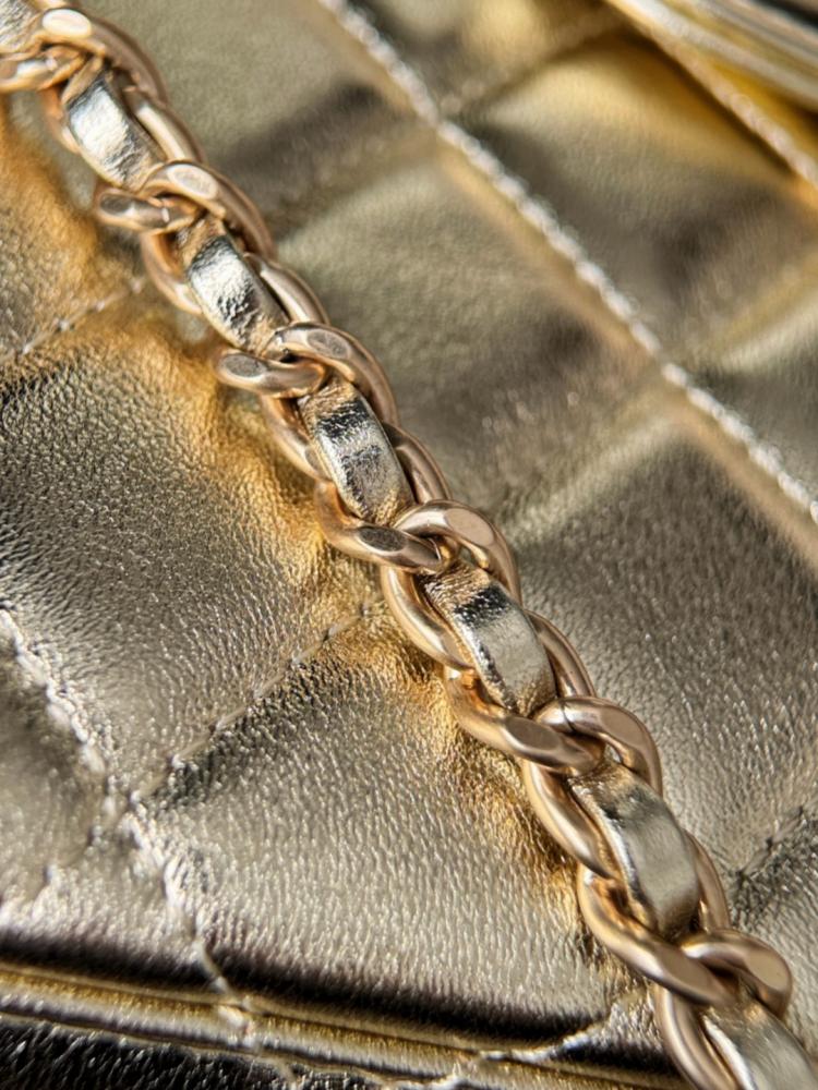 Chanel Kelly Shopping Bag Shiny Calfskin Leather and Gold Hardware Gold Tone