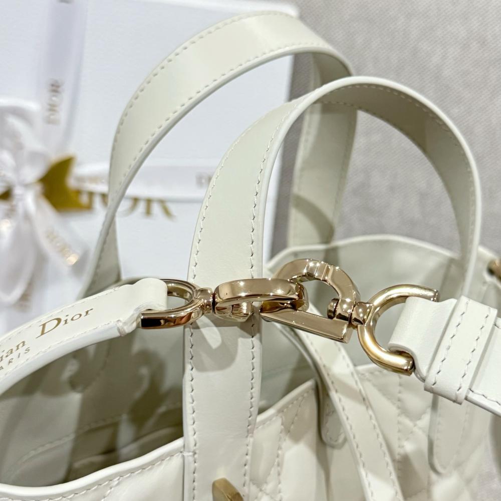 Small Dior Toujours Vertical Tote Bag Powder Beige Macrocannage Calfskin