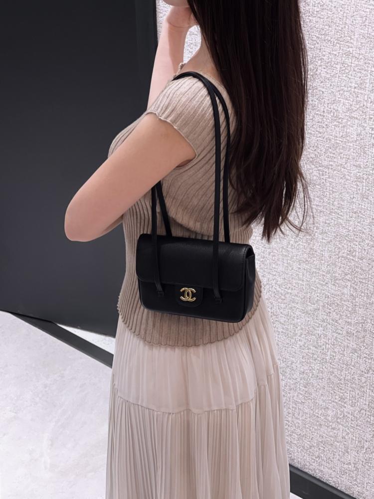Chanel 26P Mini Shoulder Bag – Black Glossy Grained Calfskin