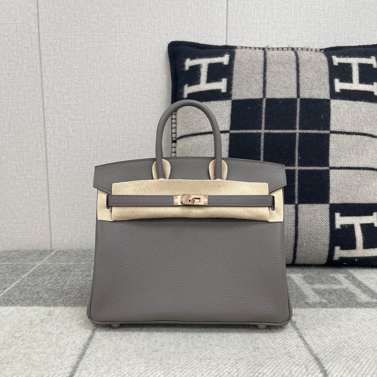 Hermès Birkin 25 Togo Deri Asfalt Gri Gül Altın Donanımlı (RGHW) - Glimmer of Luxury