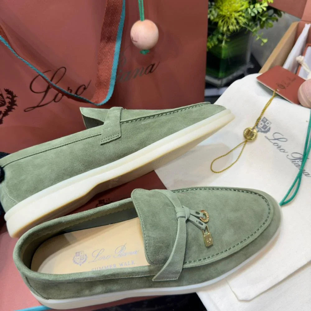 Loro Piana Yaz Büyüsü Yürüyüş Ayakkabısı - Yeşil Çay - Glimmer of Luxury