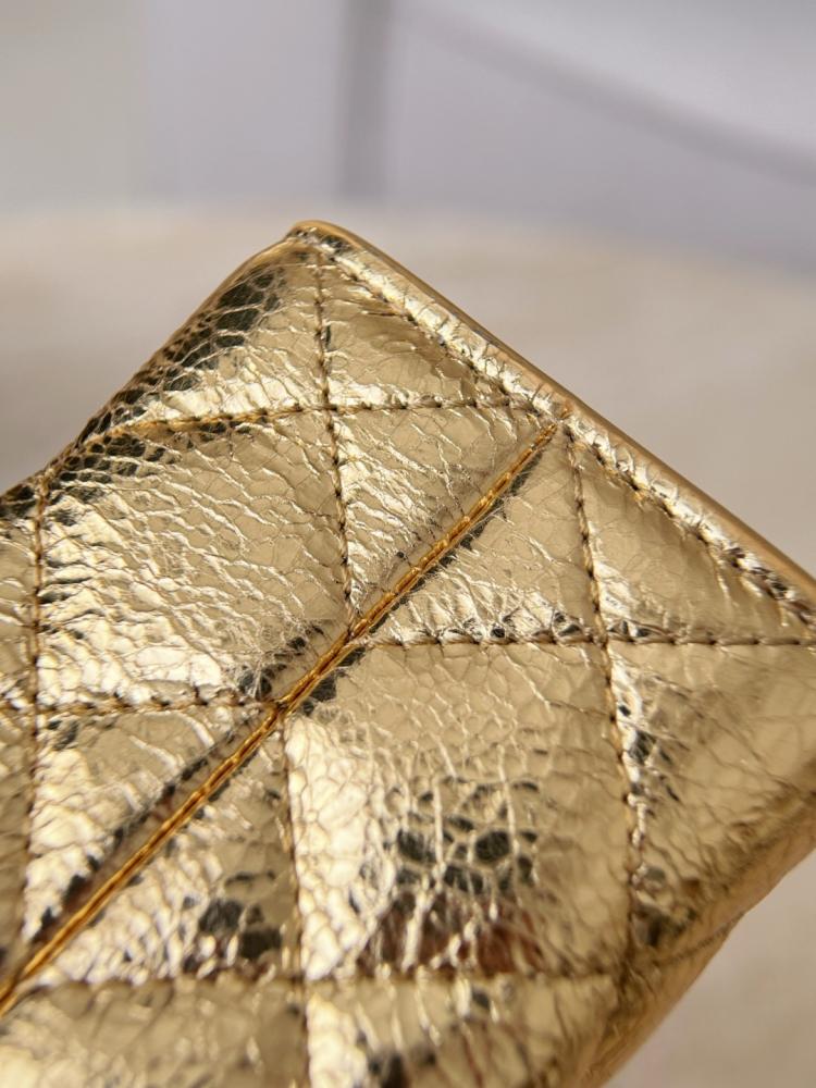 Chanel 26P Gold Quilted Leather Shoulder Bag – Double Straps