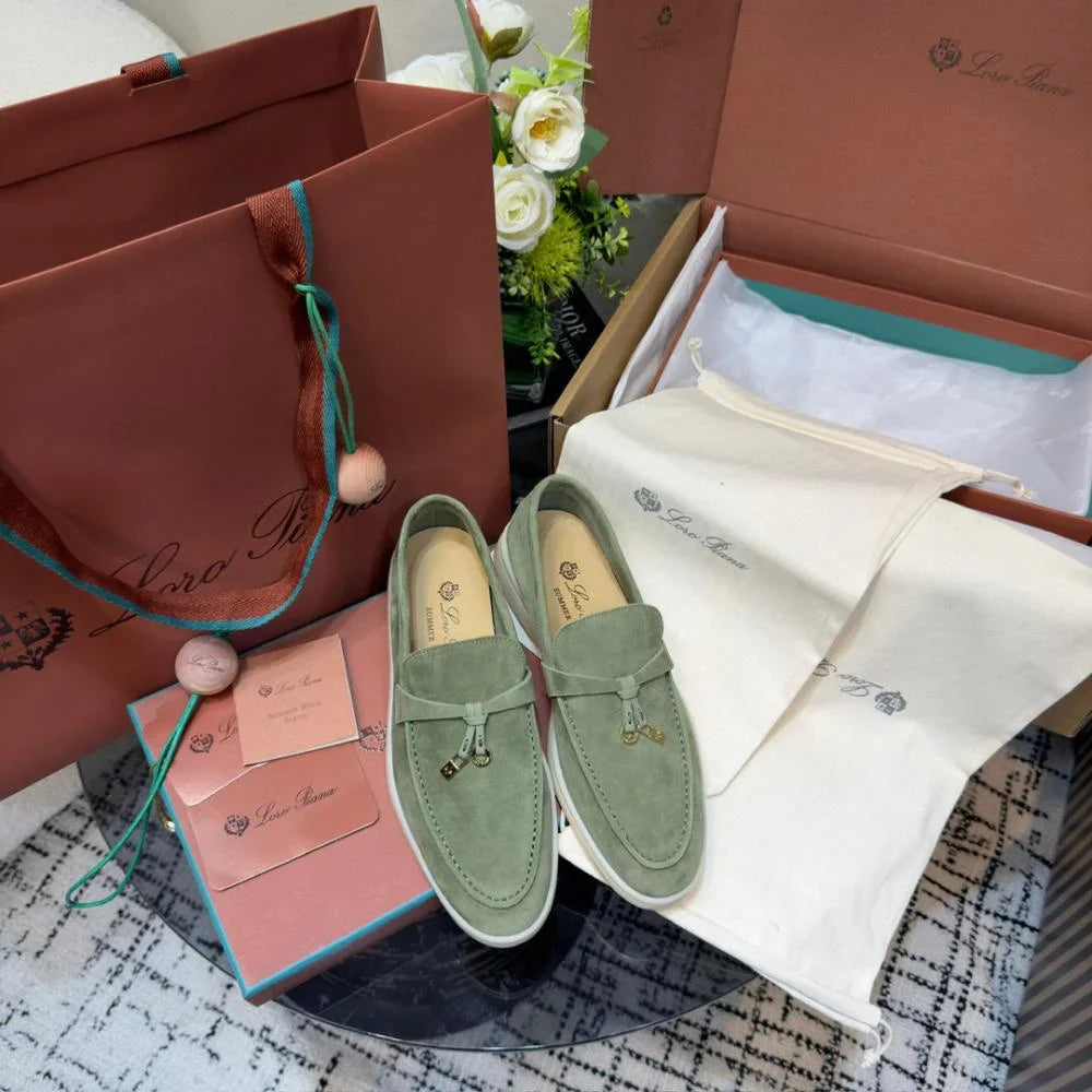 Loro Piana Yaz Büyüsü Yürüyüş Ayakkabısı - Yeşil Çay - Glimmer of Luxury