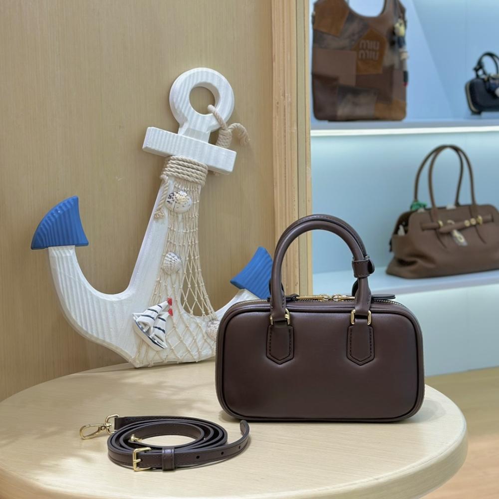 Miu Miu Arcadie Dark Brown Leather Mini Handbag