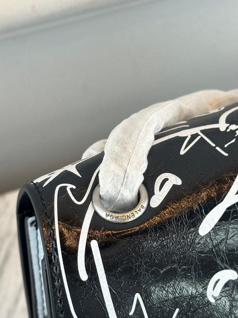 Balenciaga - Kum Saati Küçük Baskılı Deri Omuz Çantası - Glimmer of Luxury