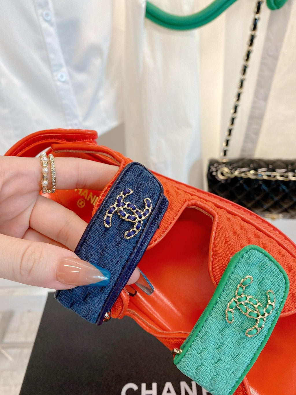 Chanel Çoklu Renk Pembe Örme Kumaş Baba Sandalet - Glimmer of Luxury
