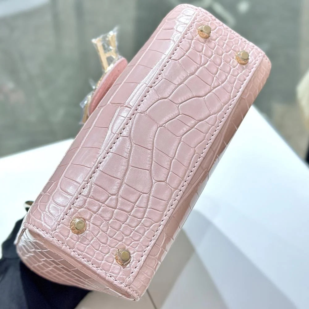 Dior Lady Mini Crocodile Skin Pink Bag