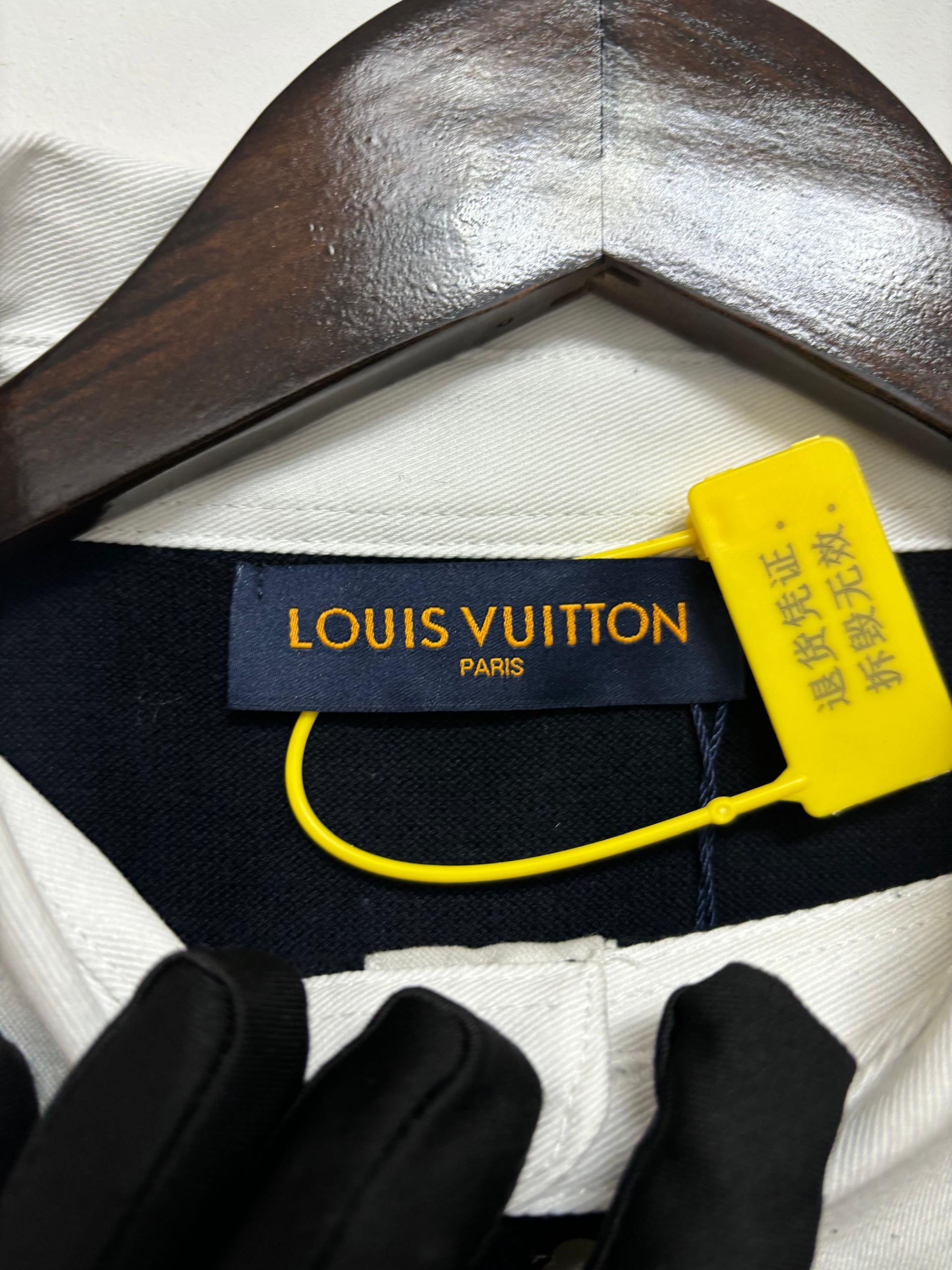 LV İşlemeli Kısa Kollu Pamuk Karışımlı Polo T-Shirt