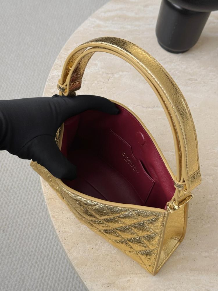 Chanel 26P Gold Quilted Leather Shoulder Bag – Double Straps