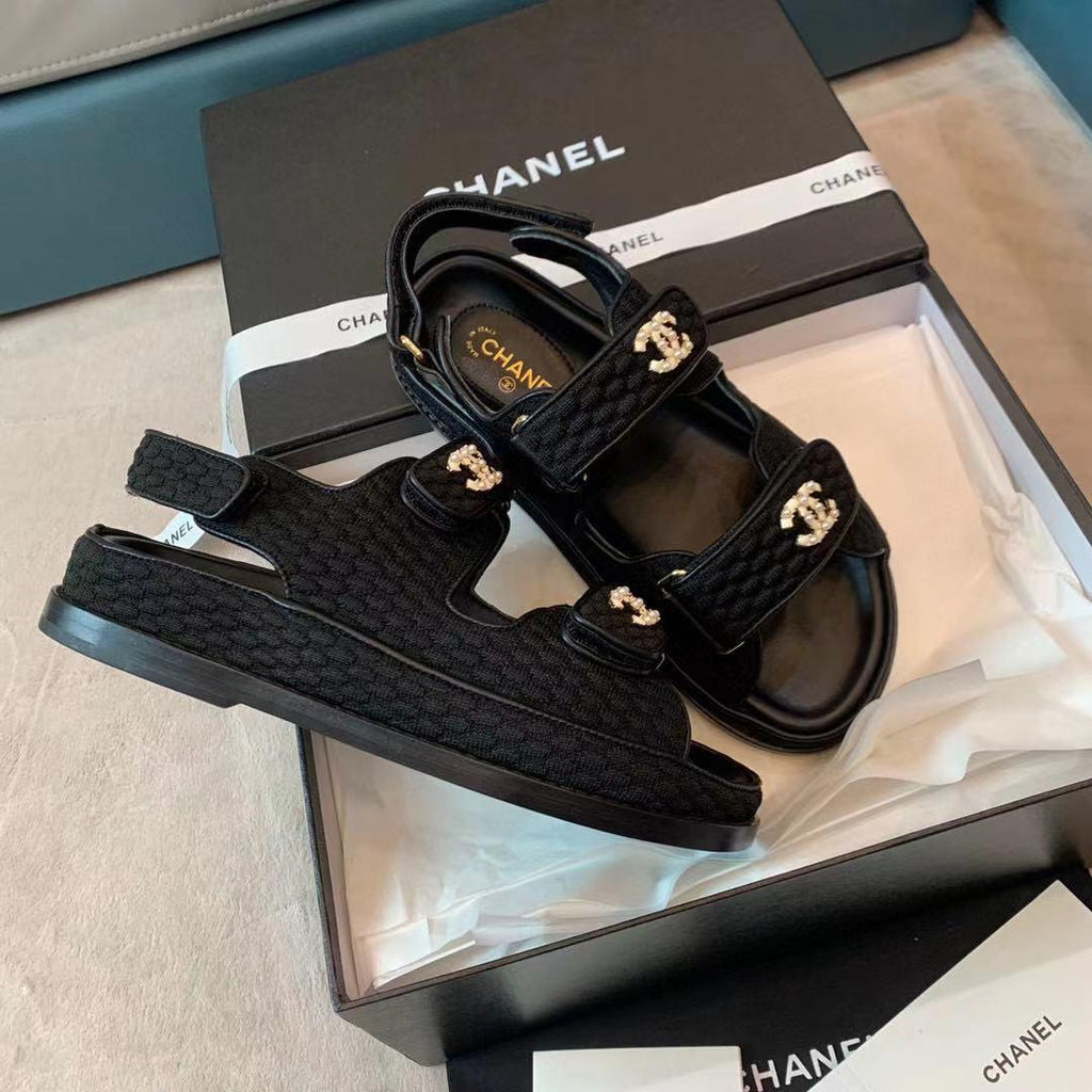 Chanel Siyah File ve Deri Dad Sandalet - Glimmer of Luxury