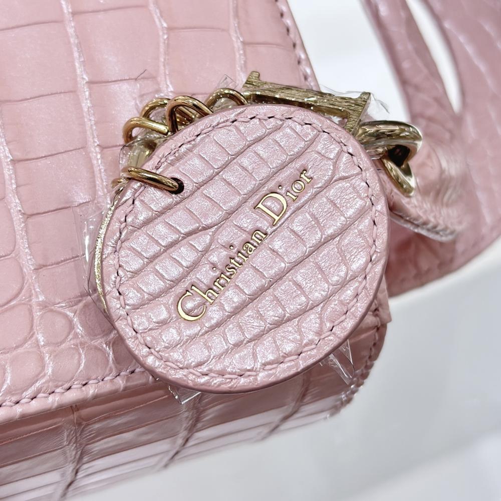 Dior Lady Mini Crocodile Skin Pink Bag