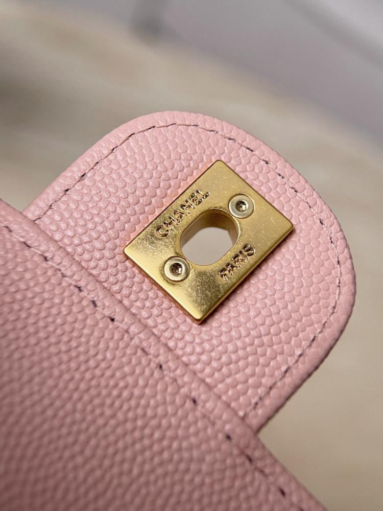 Chanel Preppy Coco Bowling Bag, Pink Patent Caviar Leather, Brushed Gold Hardware