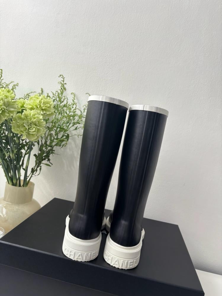 Chanel Yağmur Botları - Siyah/Beyaz