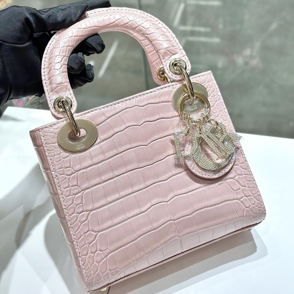 Dior Lady Mini Crocodile Skin Pink Bag