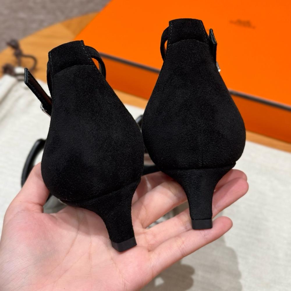 Hermès Oasis Sandals Black &amp; Argent Grey