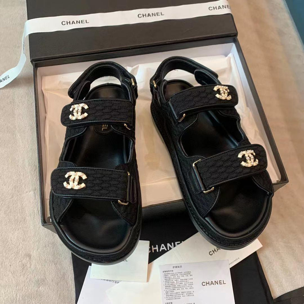 Chanel Siyah File ve Deri Dad Sandalet - Glimmer of Luxury