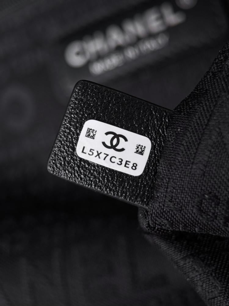 CHANEL Silver Rod Hobo Small Black 