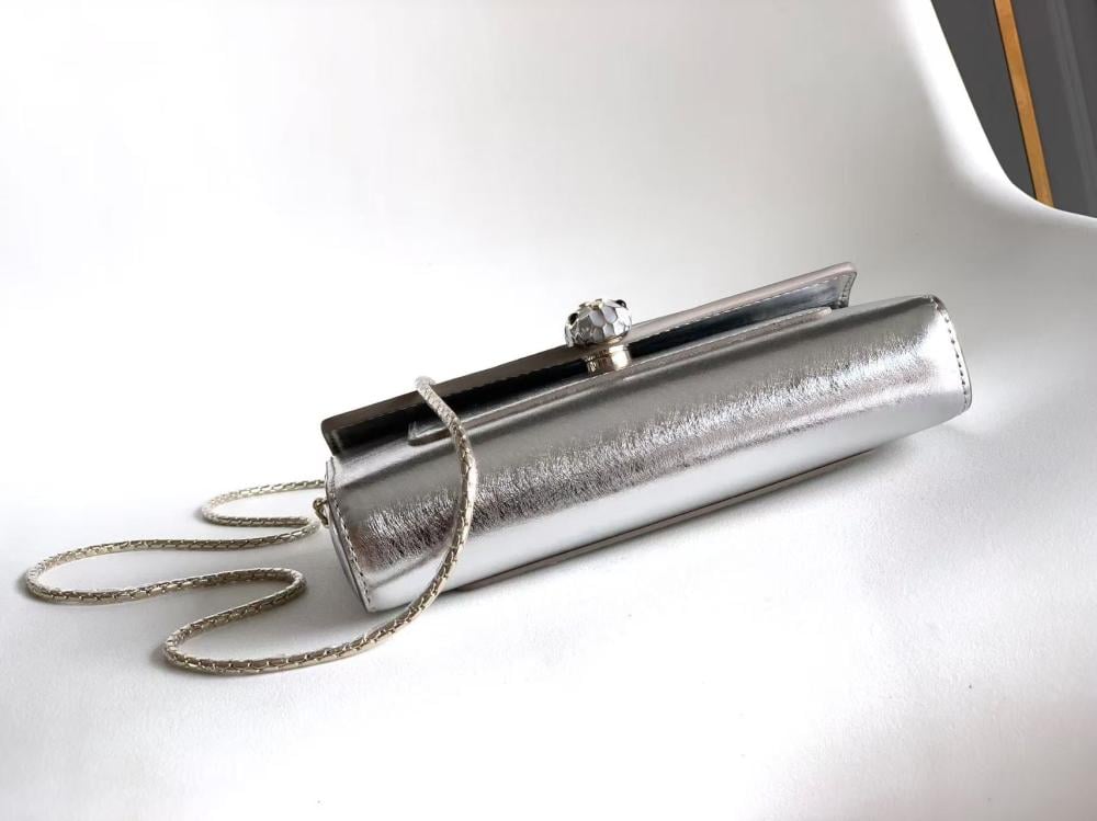 Bvlgari Serpenti Forever Shiny Leather Mini Bag – Silver 