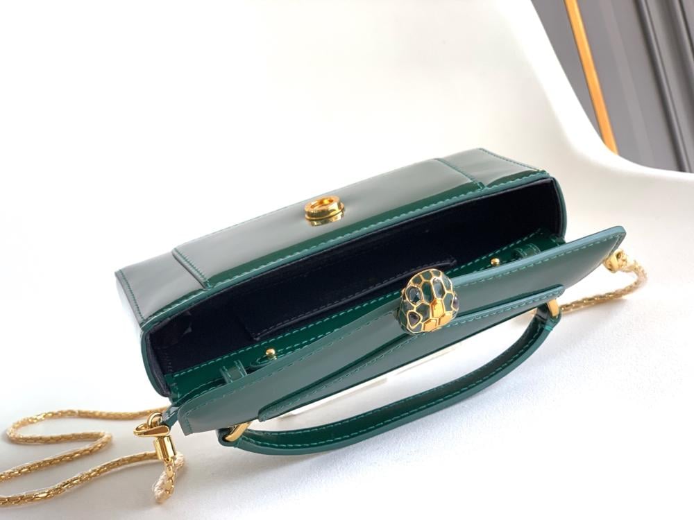 Bvlgari Serpenti Forever Glossy Leather Mini Bag – Emerald Green