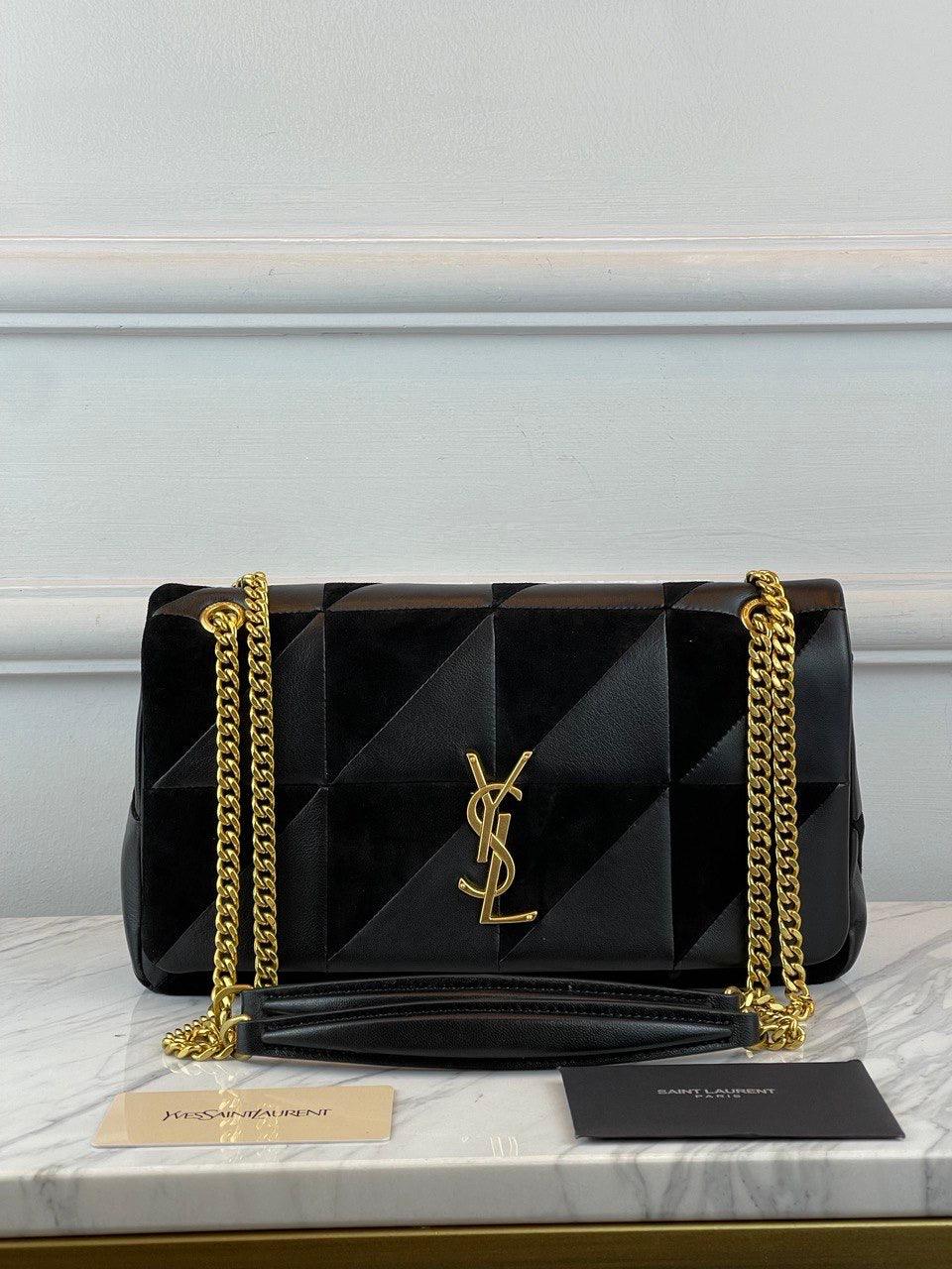 SAINT LAURENT
Kuzu Derisi Süet Patchwork Monogram Orta Jamie Yeşili - Glimmer of Luxury