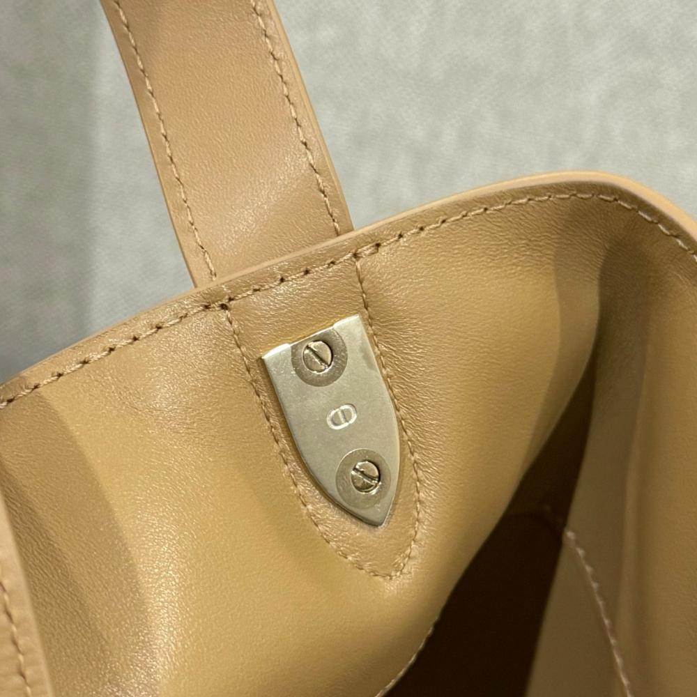 Small Dior Toujours Vertical Tote Bag Powder Beige Macrocannage Calfskin