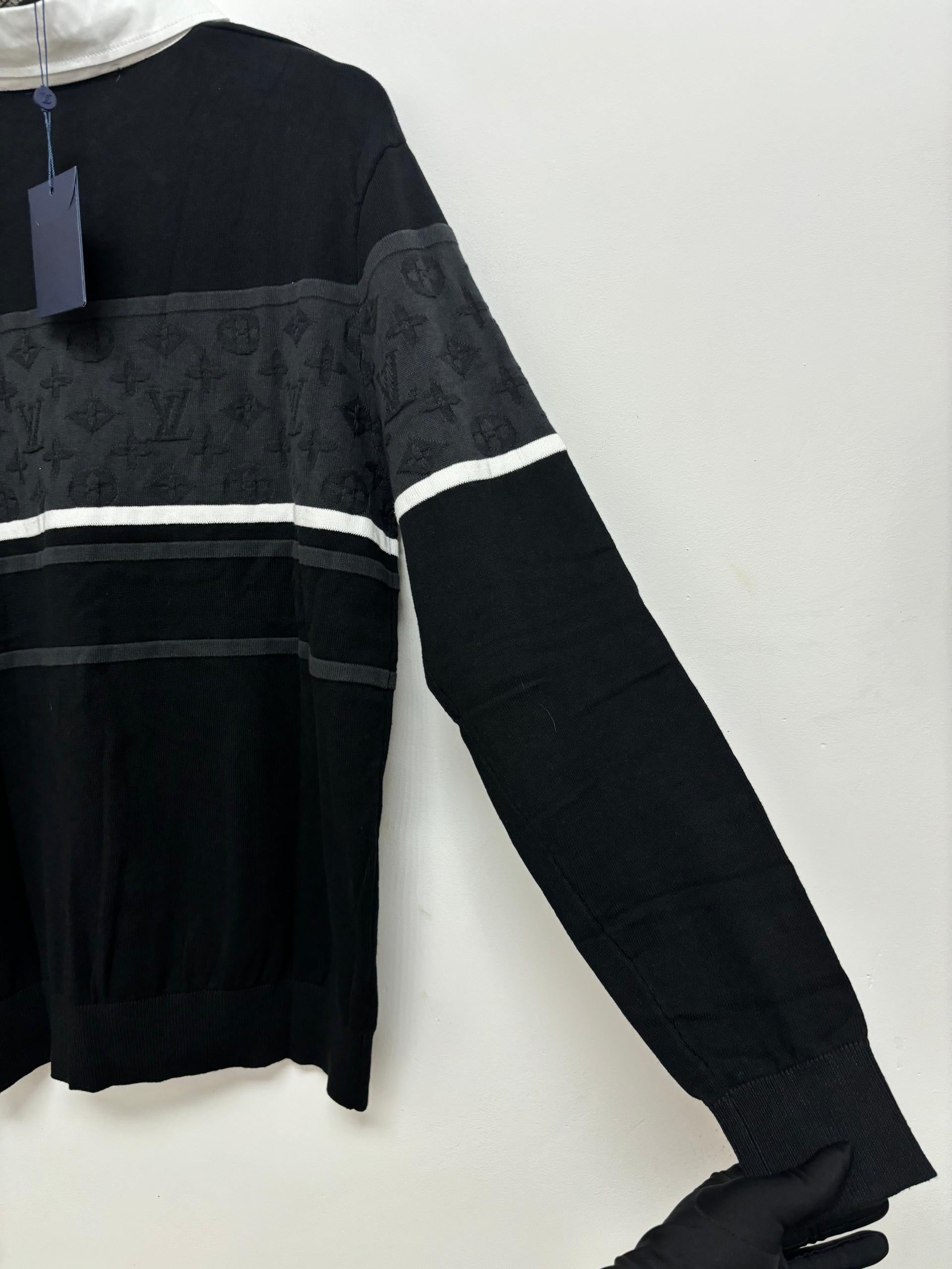 LV Monogram Jacquard Long Sleeve Polo Shirt