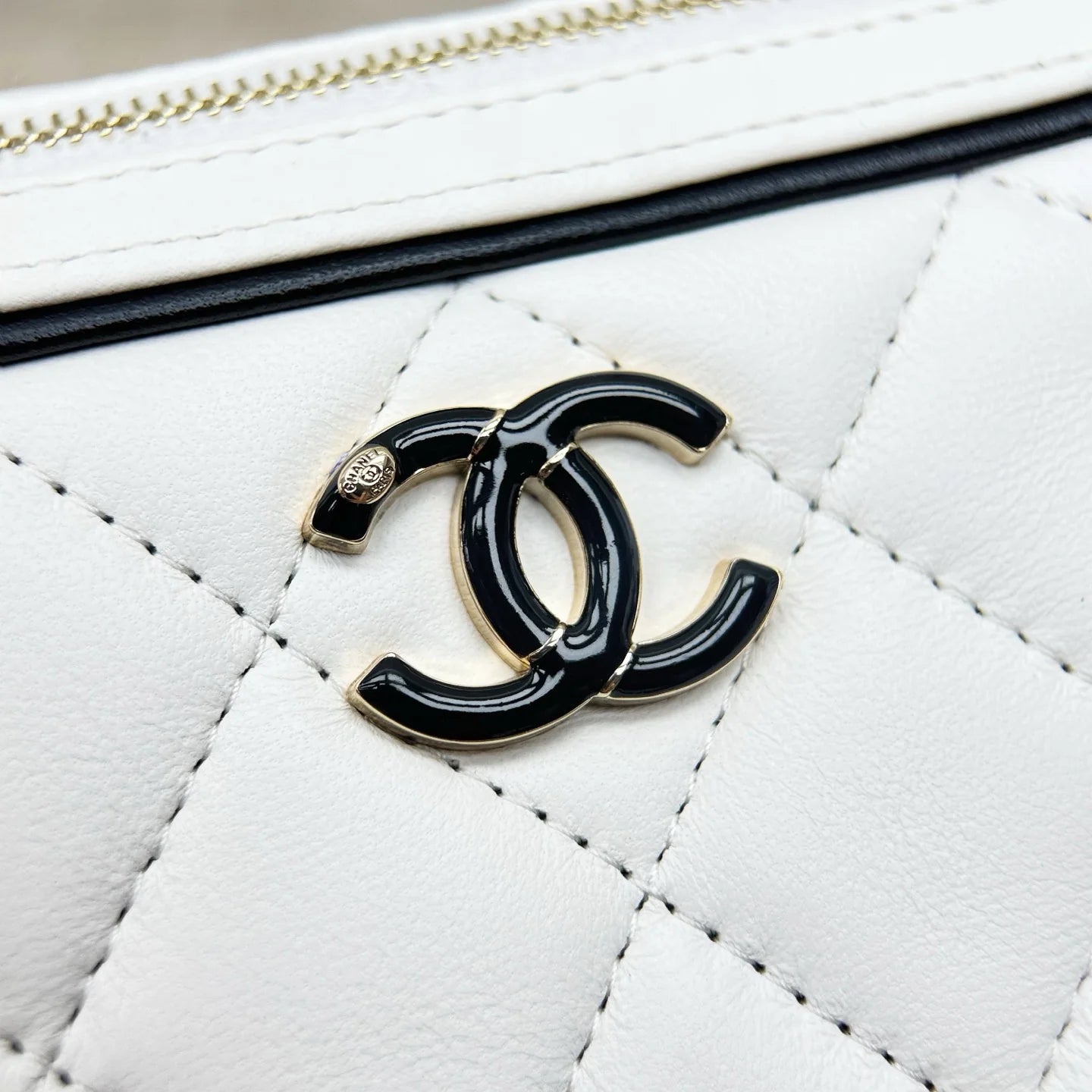 Chanel Mini Timeless Classic Barrel Bag Shiny Caviar Light Gold Hardware