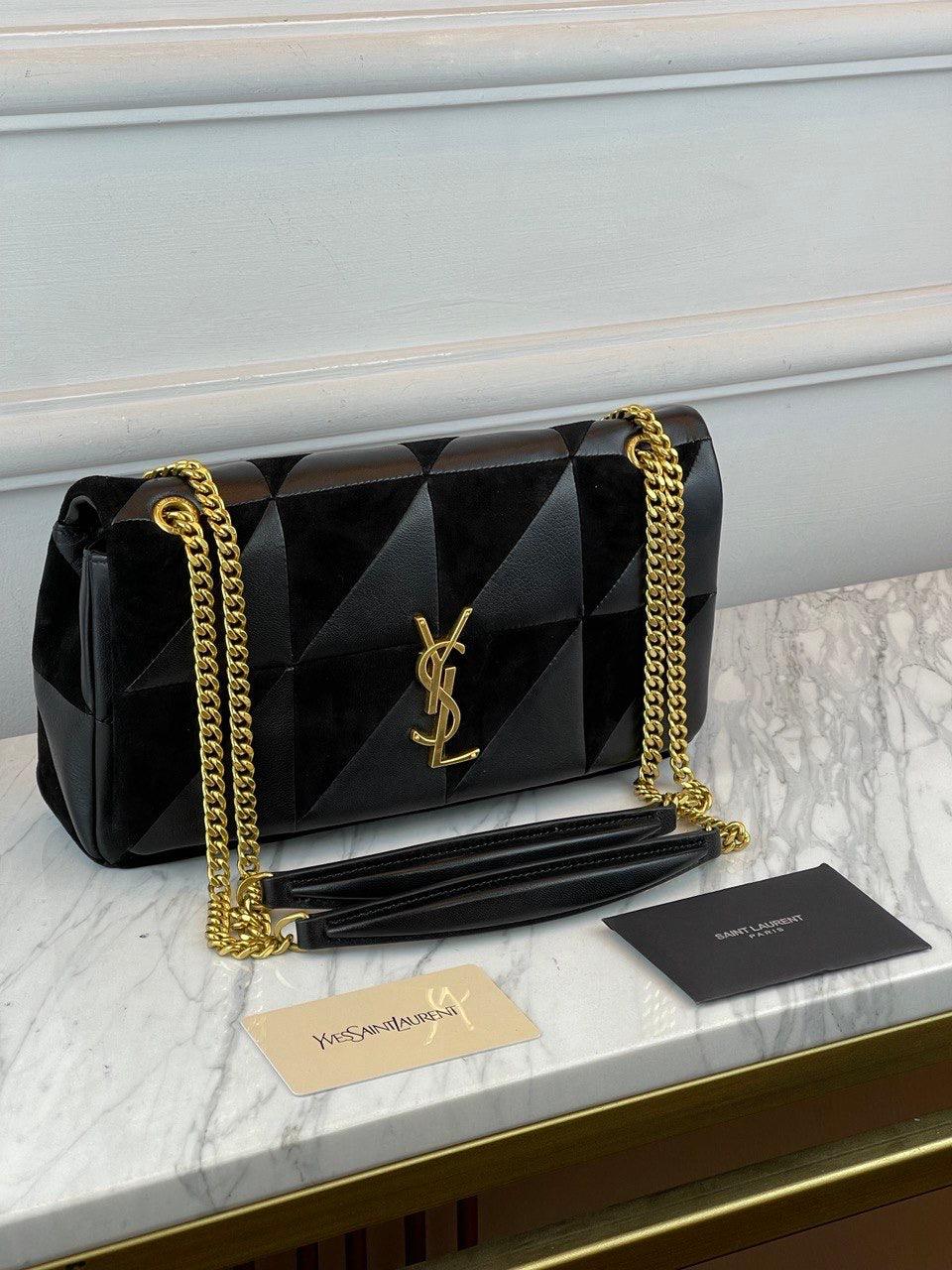 SAINT LAURENT
Kuzu Derisi Süet Patchwork Monogram Orta Jamie Yeşili - Glimmer of Luxury