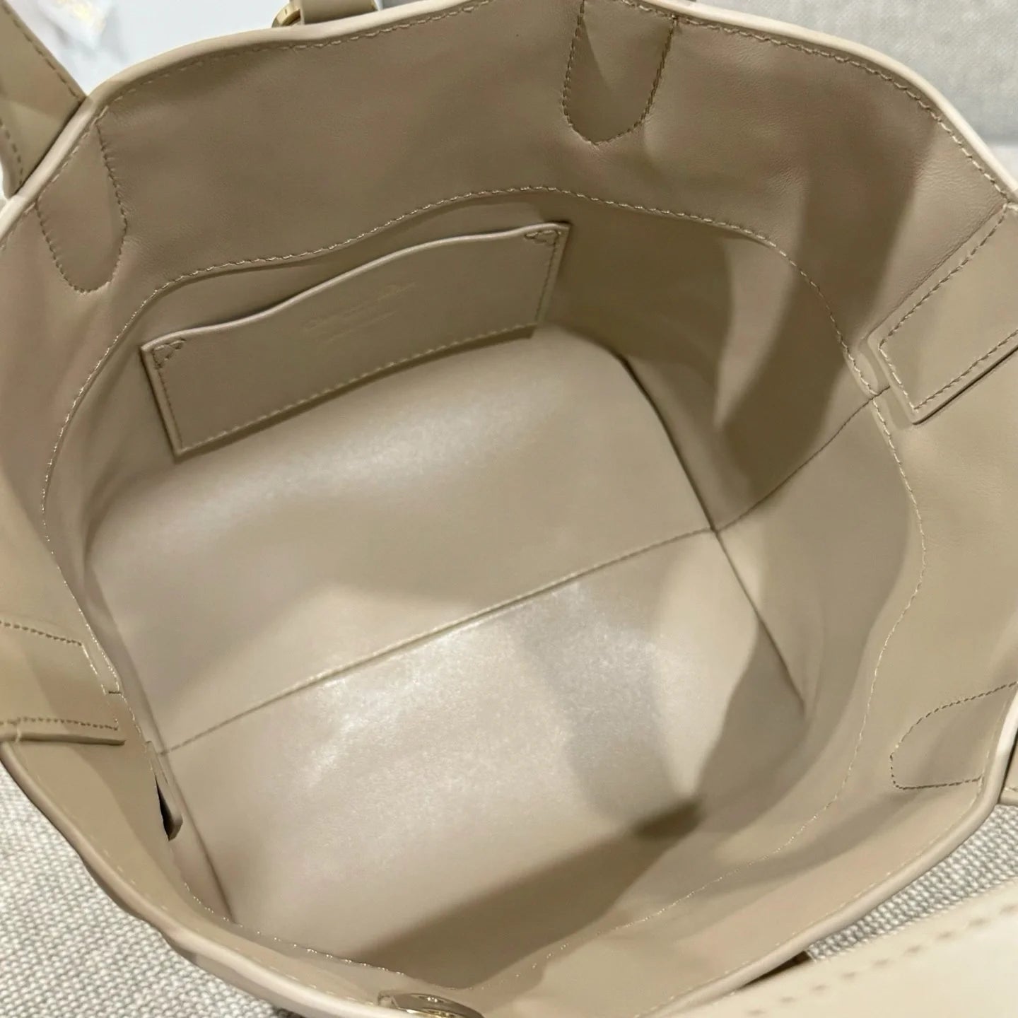 Small Dior Toujours Vertical Tote Bag Powder Beige Macrocannage Calfskin