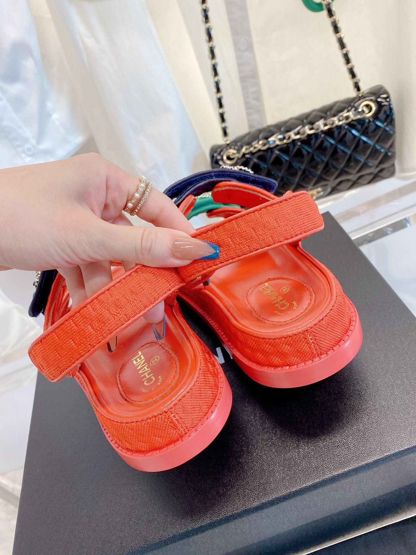 Chanel Çoklu Renk Pembe Örme Kumaş Baba Sandalet - Glimmer of Luxury