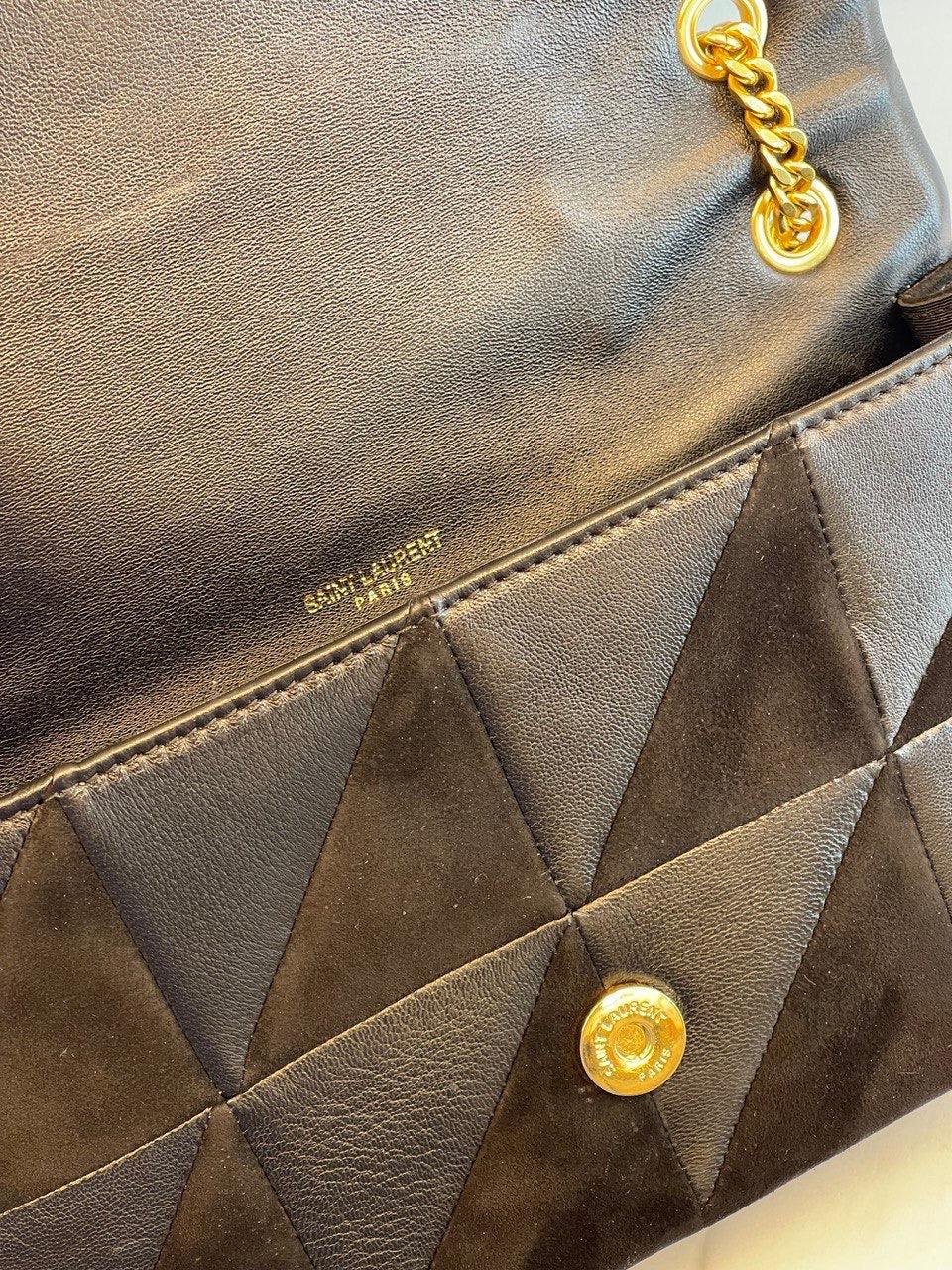 SAINT LAURENT
Kuzu Derisi Süet Patchwork Monogram Orta Jamie Yeşili - Glimmer of Luxury