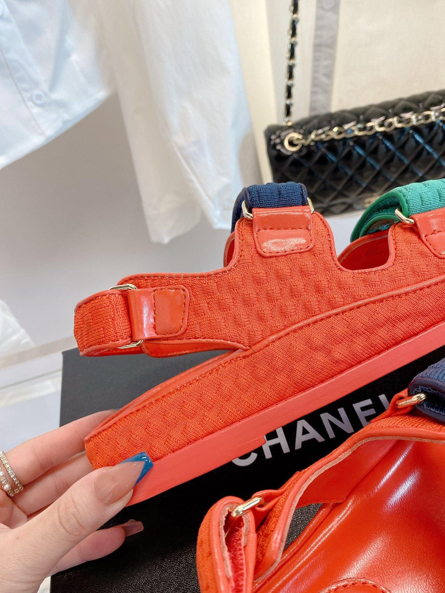 Chanel Çoklu Renk Pembe Örme Kumaş Baba Sandalet - Glimmer of Luxury