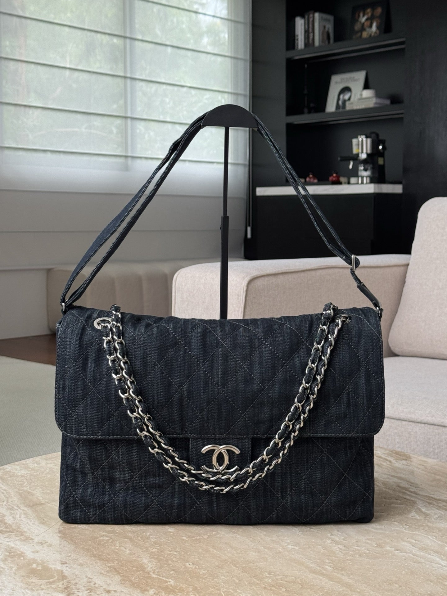 Chanel Denim Jumbo Messenger Bag