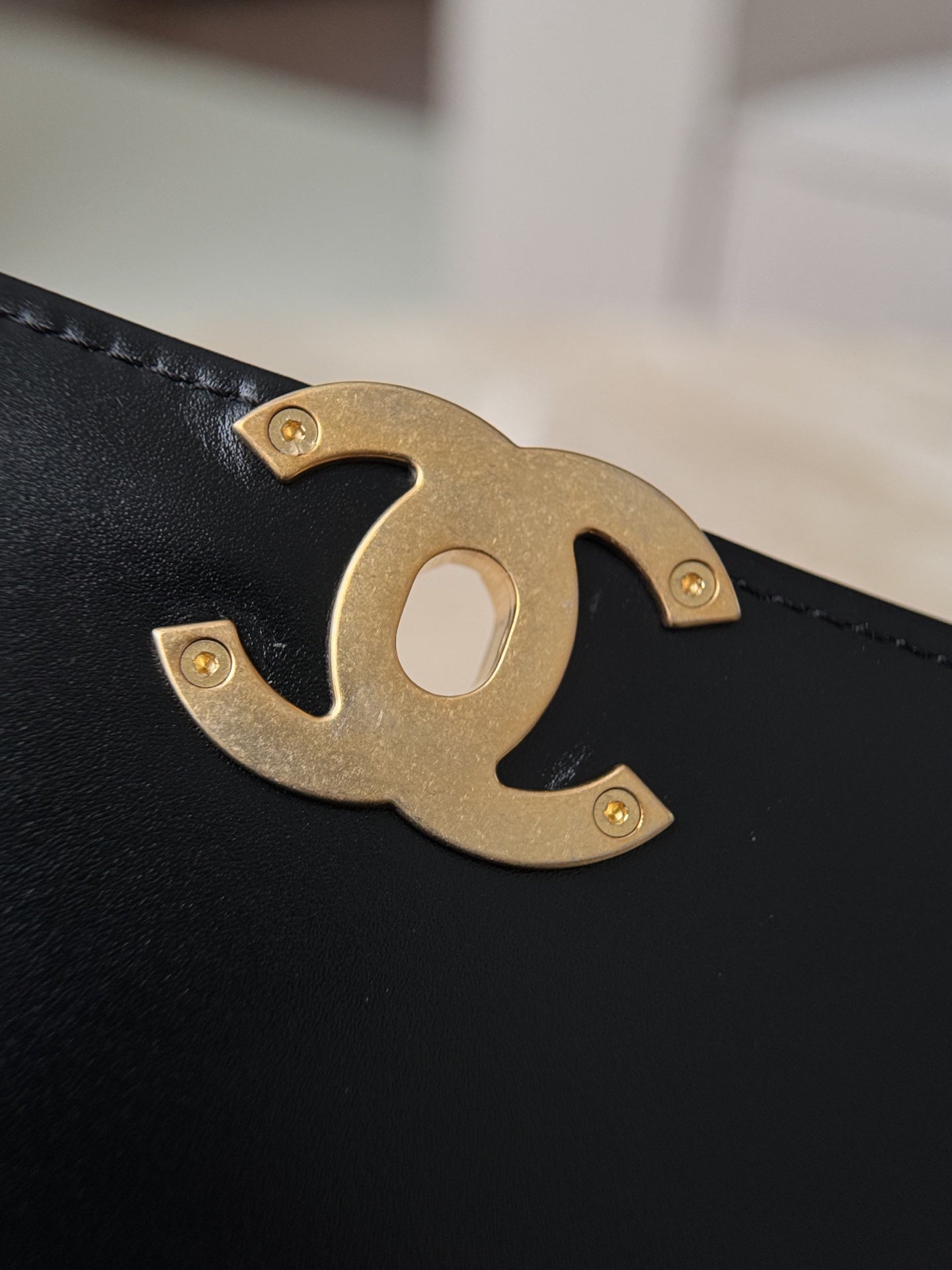 Chanel Mini Double Pearl Crushed 19cm Black Calfskin GHW