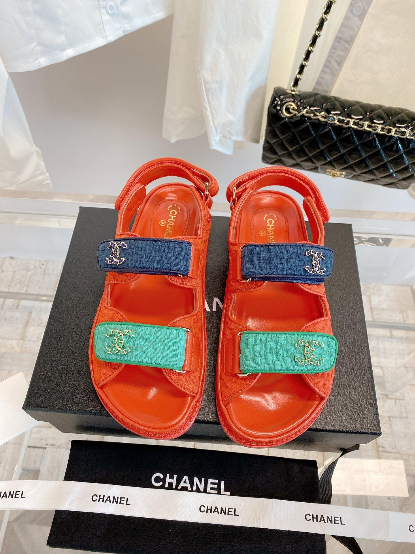 Chanel Çoklu Renk Pembe Örme Kumaş Baba Sandalet - Glimmer of Luxury