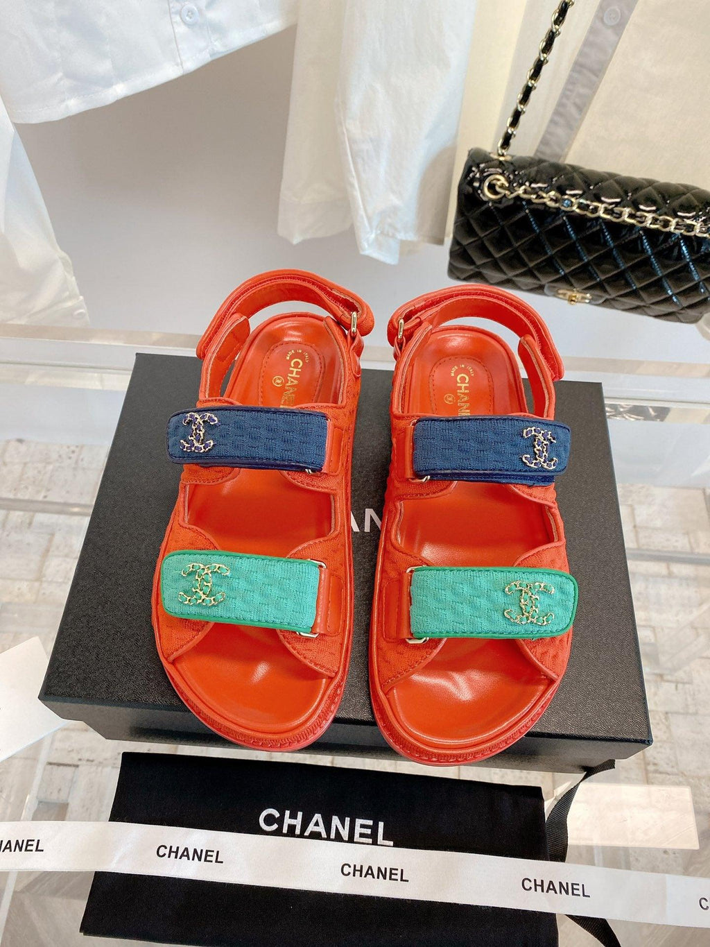 Chanel Çoklu Renk Pembe Örme Kumaş Baba Sandalet - Glimmer of Luxury