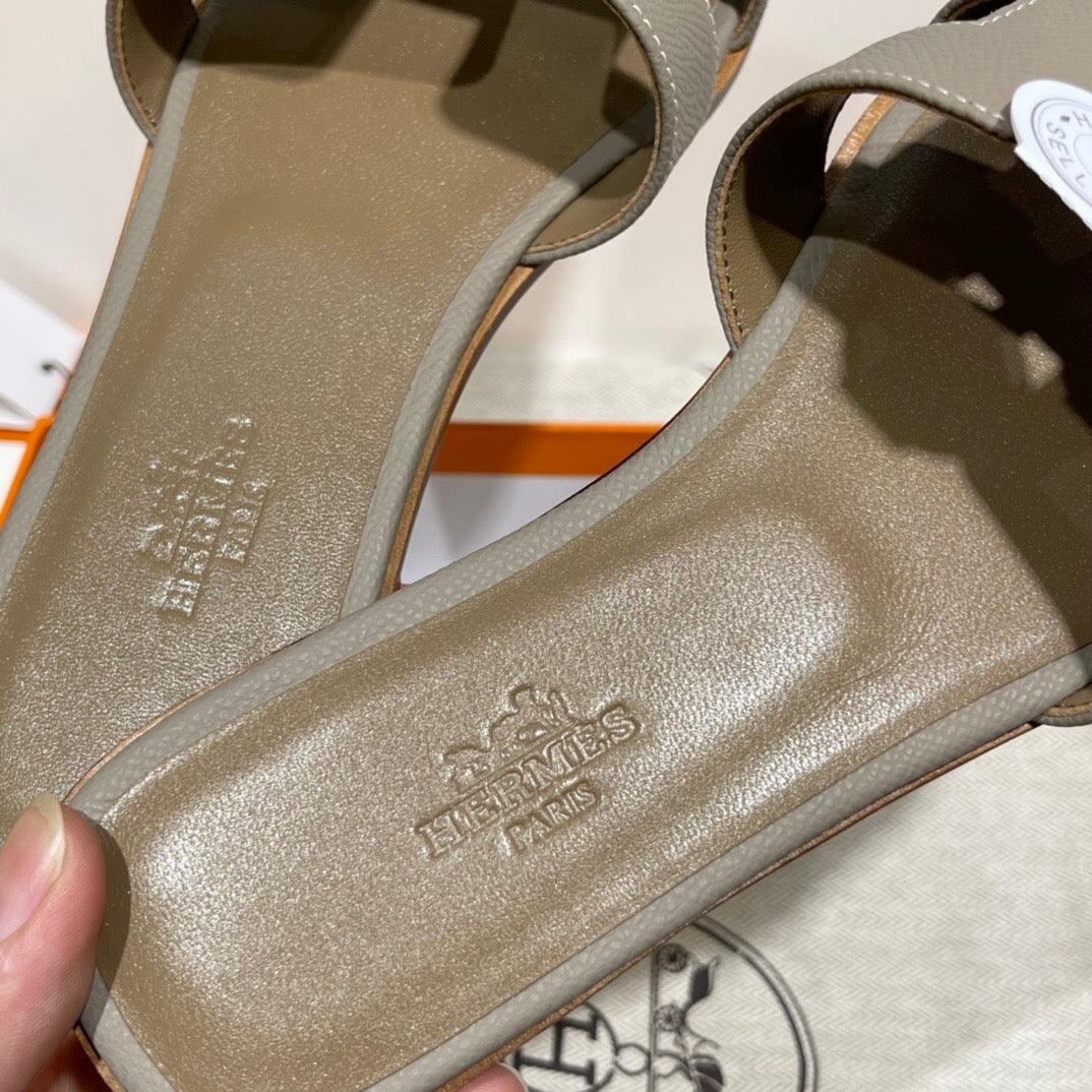 Hermès Oran Sandalet Asfalt Gri - Glimmer of Luxury