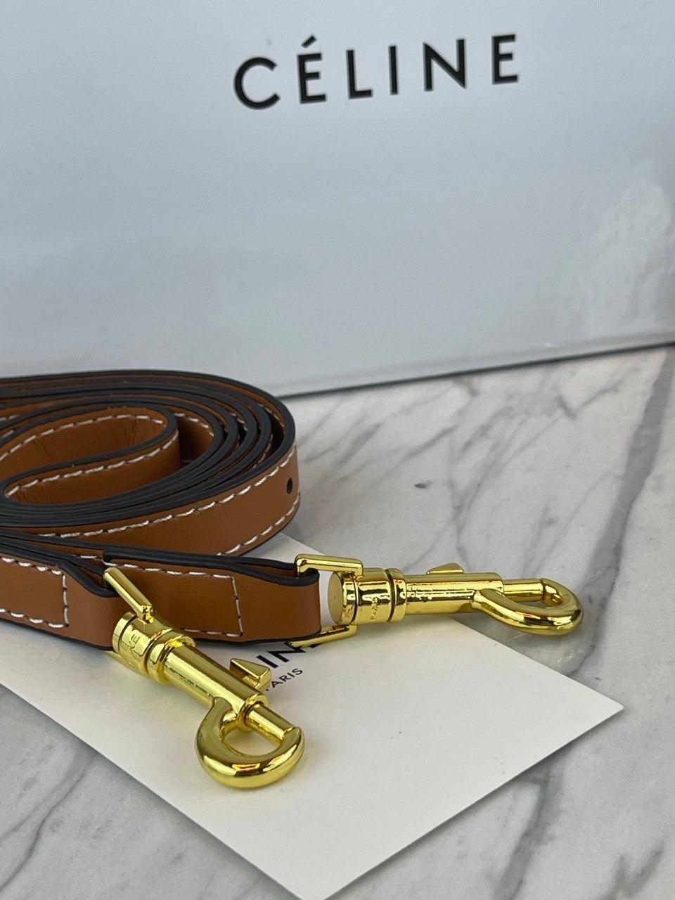 Celine Orta Kalp Triomphe Tuval ve Dana Derisi Tan - Glimmer of Luxury