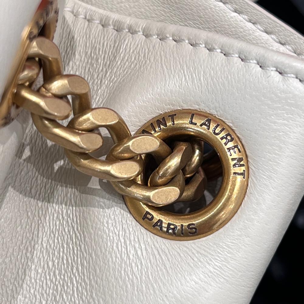 Saint Laurent Joe Quilted Logo Record Backpack Beige