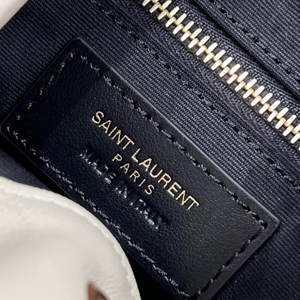 Saint Laurent Joe Quilted Logo Record Backpack Beige