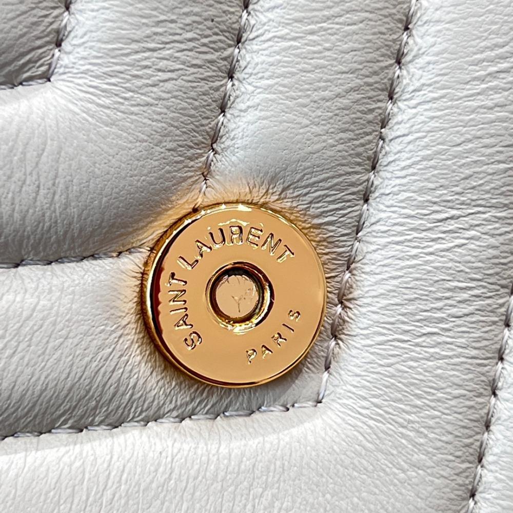 Saint Laurent Joe Quilted Logo Record Backpack Beige