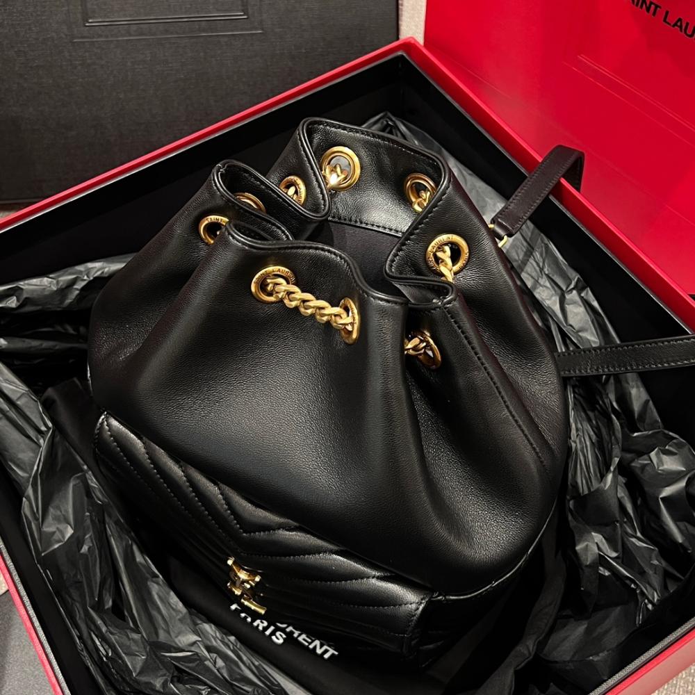 Saint Laurent Joe Quilted Logo Record Backpack Black