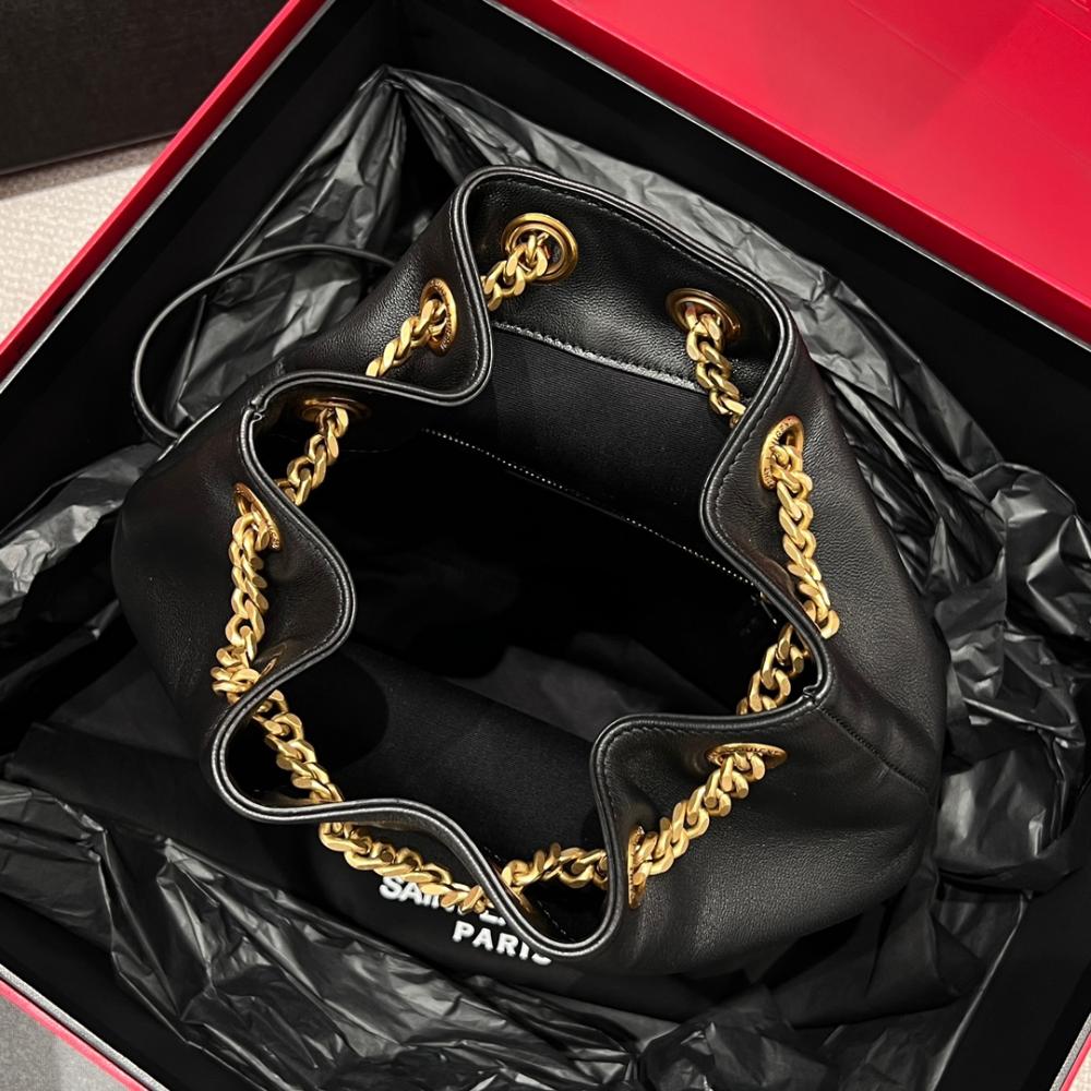 Saint Laurent Joe Quilted Logo Record Backpack Black