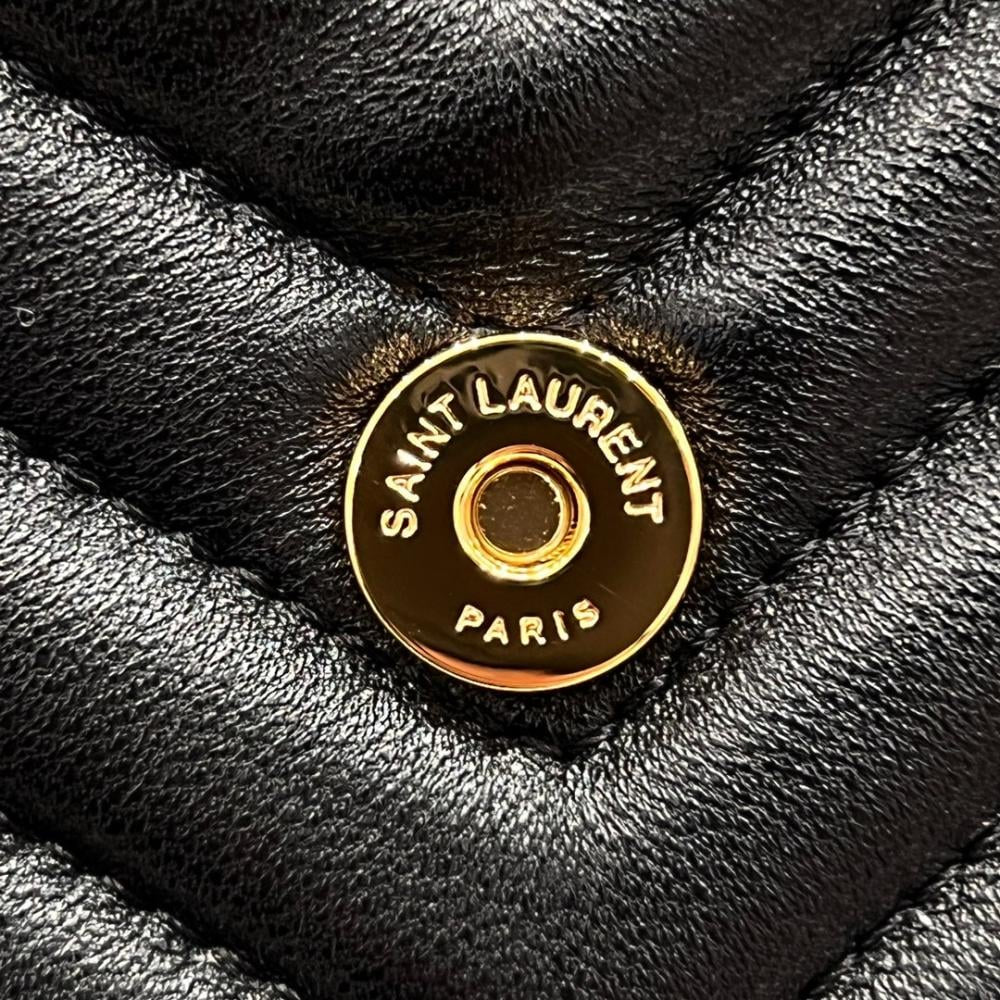 Saint Laurent Joe Quilted Logo Record Backpack Black