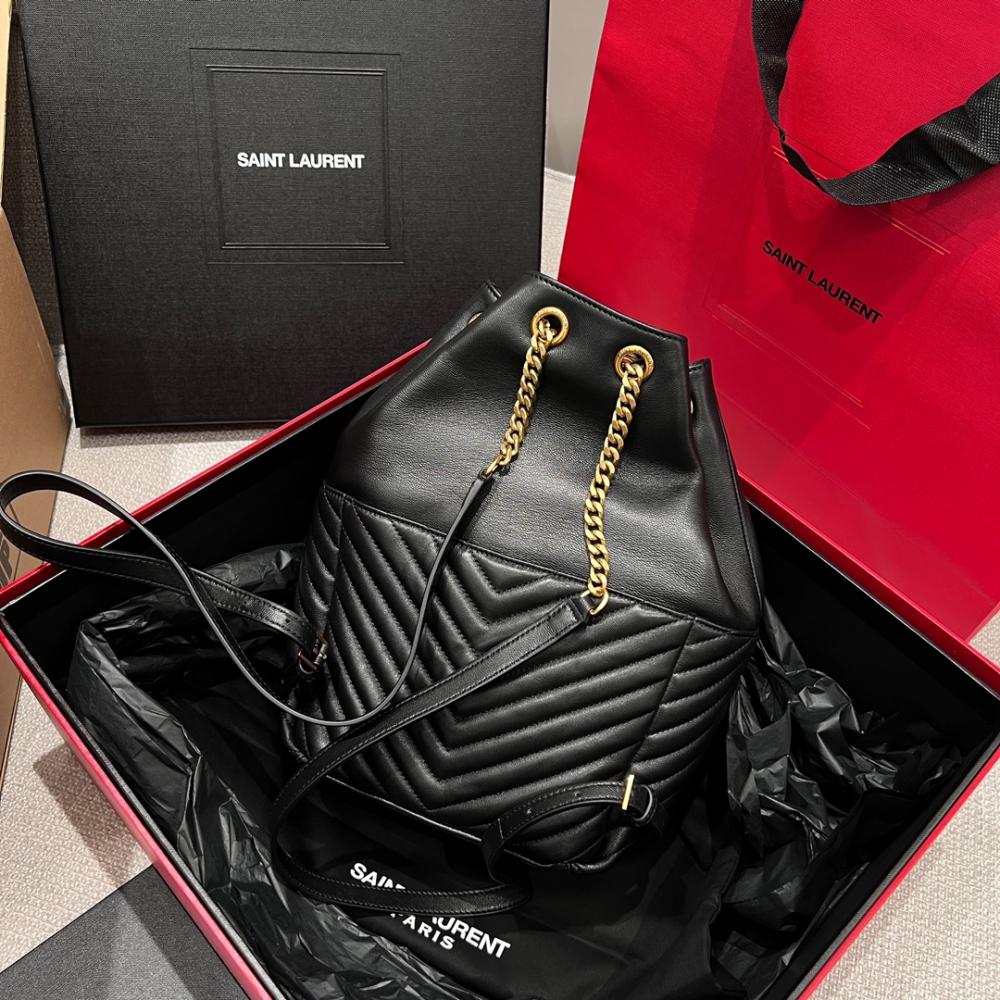 Saint Laurent Joe Kapitone Logolu Plak Sırt Çantası Siyah