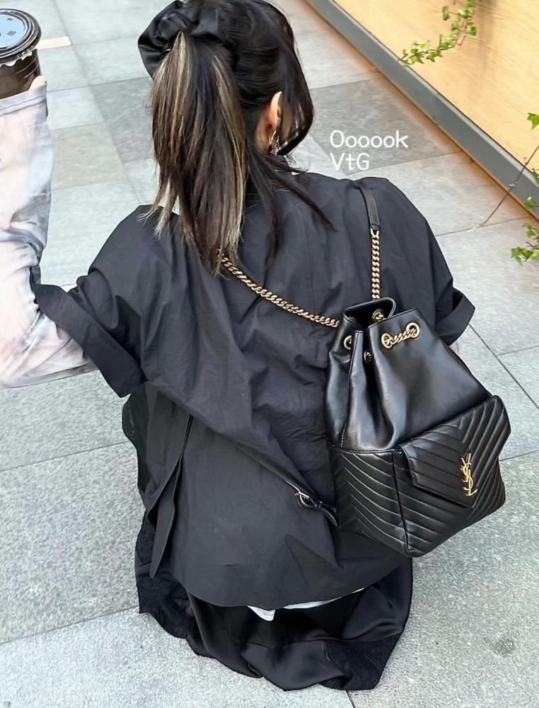 Saint Laurent Joe Quilted Logo Record Backpack Black